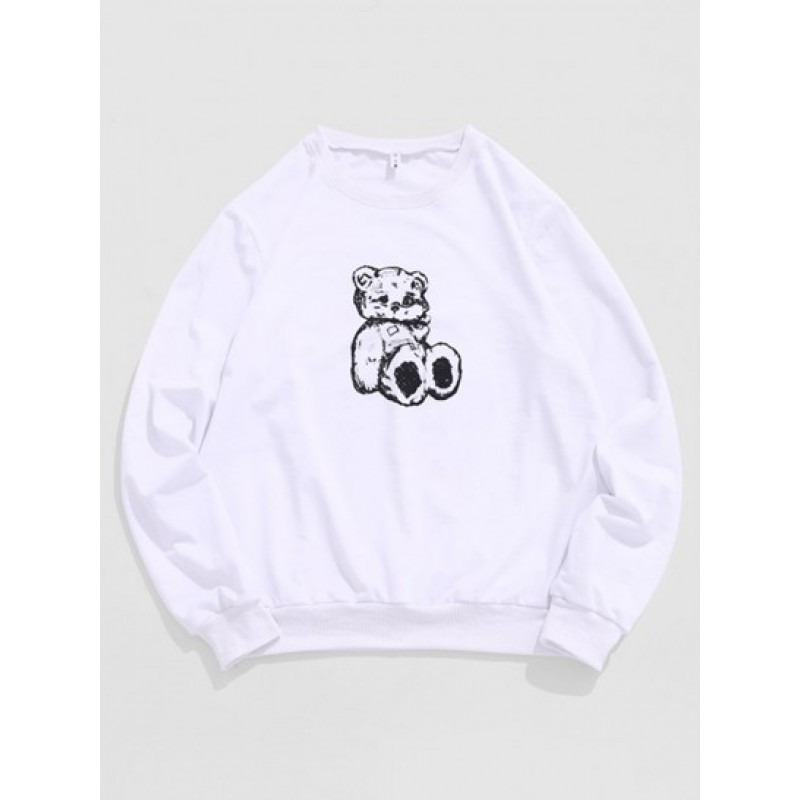 Cartoon Bear Toy Print Sweatshirt